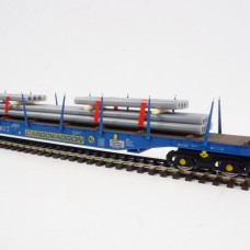 Heljan 5113 IGA Bogie flat Cagowaggon weathered pipe load